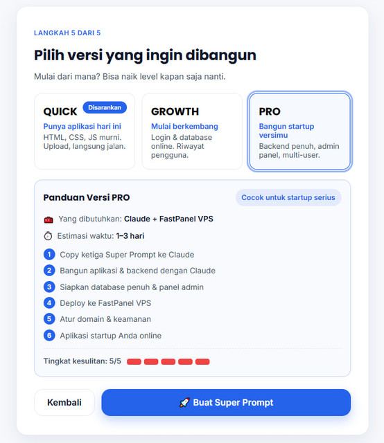 Preview fasilitas member AI Jadi Babu App Builder